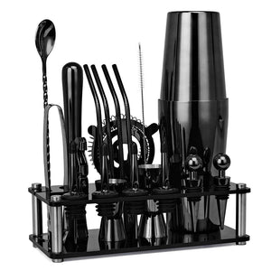 20Pcs/Set Rose Gold Bartender Kit,Cocktail Shaker Set With Rotating Acrylic Stand,For Mixed Drinks Martini Home Bar Kitchen Tool acacuss