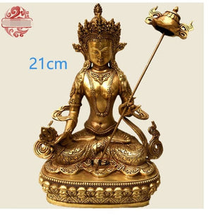 21CM Copper Statue Medicine Master Buddha Yellow God Wealth Green Tara Vajrasattva Great White Umbrella Cover Sun Tathaga acacuss