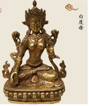 21CM Copper Statue Medicine Master Buddha Yellow God Wealth Green Tara Vajrasattva Great White Umbrella Cover Sun Tathaga acacuss