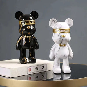 22cm Graffiti Bear Figurine Home Decoration Animal Statue Storage Shelf Modern Room Study Abstract  Table Decor Ornament acacuss