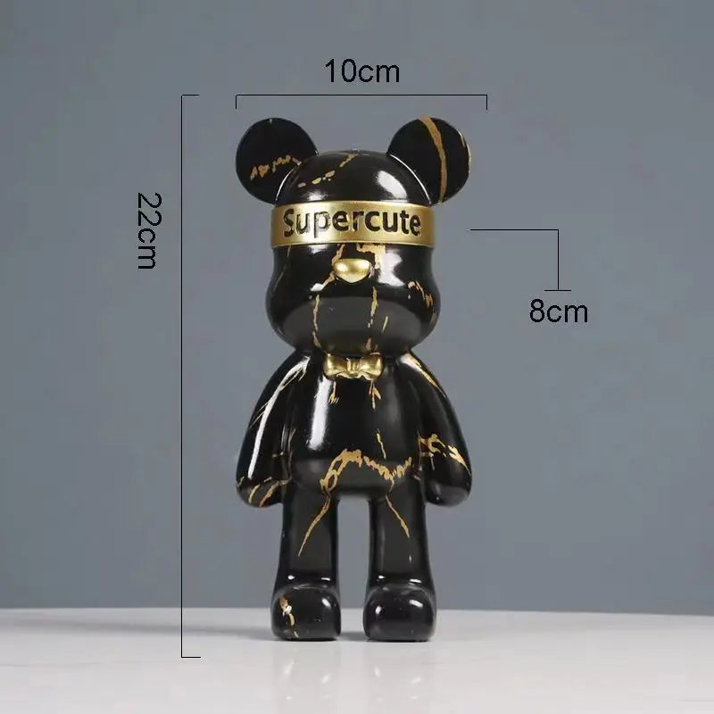 22cm Graffiti Bear Figurine Home Decoration Animal Statue Storage Shelf Modern Room Study Abstract  Table Decor Ornament acacuss