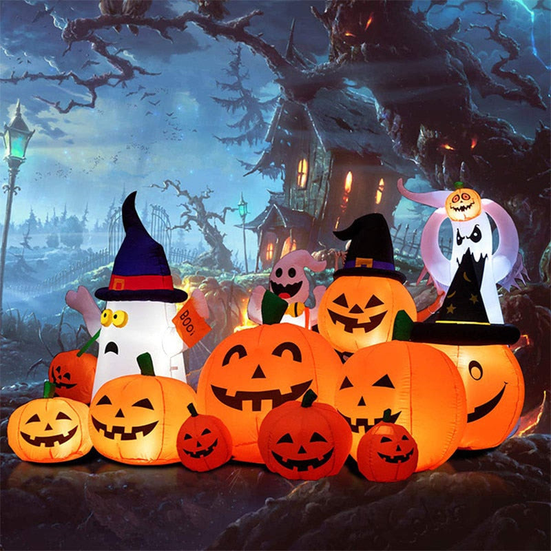 230cm 7pcs Inflatable Halloween Pumpkin Outdoor Garden Decoration Blowing Up Toys with LED Lights Christmas Gift Halloween Decor acacuss