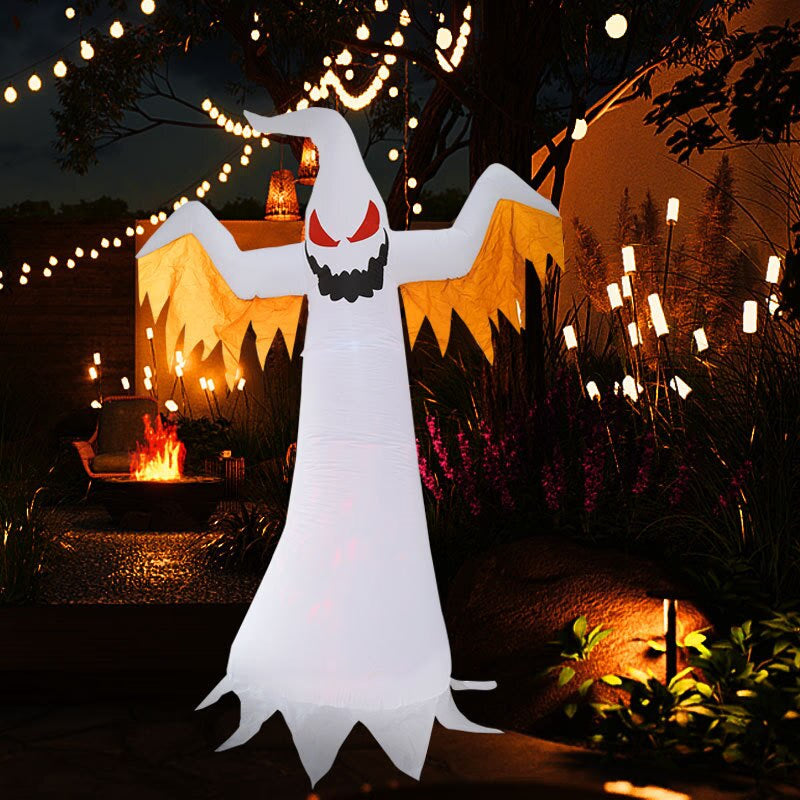 240cm Halloween Inflatable Outdoor Ghost With Kaleidoscope LED Lights Horror Scary Props Garden Yard Halloween Party Decoration acacuss