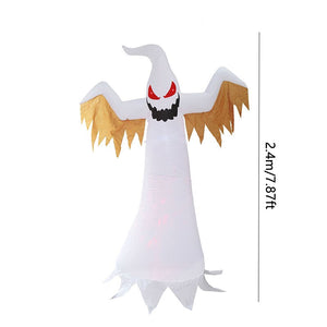 240cm Halloween Inflatable Outdoor Ghost With Kaleidoscope LED Lights Horror Scary Props Garden Yard Halloween Party Decoration acacuss