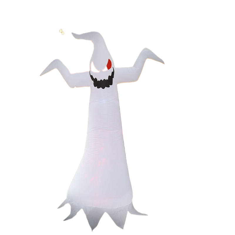 240cm Inflatable Ghost Halloween Home Outdoor Yard Patry Decoration Horror Glowing Ghost Props with LED Flame Light Garden Decor acacuss