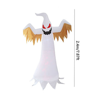 240cm Inflatable Ghost Halloween Home Outdoor Yard Patry Decoration Horror Glowing Ghost Props with LED Flame Light Garden Decor acacuss