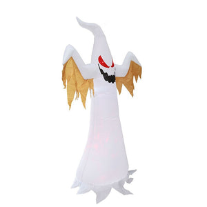 240cm Inflatable Ghost Halloween Home Outdoor Yard Patry Decoration Horror Glowing Ghost Props with LED Flame Light Garden Decor acacuss