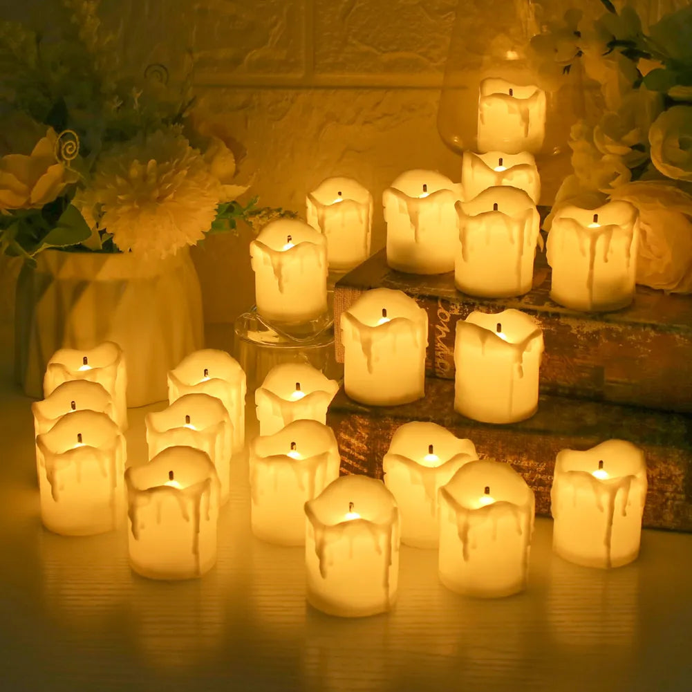24Pcs Flickering  LED Candle Tealights No-Remote/Remote Control Candles Flameless With Battery For Wedding Home Christmas Decors acacuss