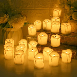 24Pcs Flickering  LED Candle Tealights No-Remote/Remote Control Candles Flameless With Battery For Wedding Home Christmas Decors acacuss