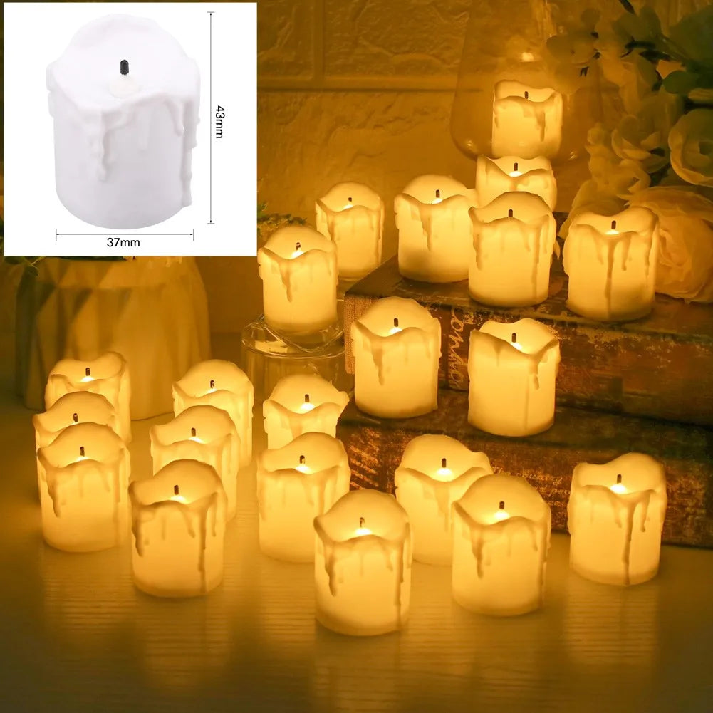 24Pcs Flickering  LED Candle Tealights No-Remote/Remote Control Candles Flameless With Battery For Wedding Home Christmas Decors acacuss