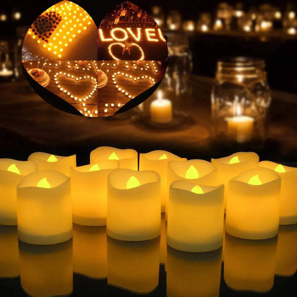 24Pcs Flickering  LED Candle Tealights No-Remote/Remote Control Candles Flameless With Battery For Wedding Home Christmas Decors acacuss