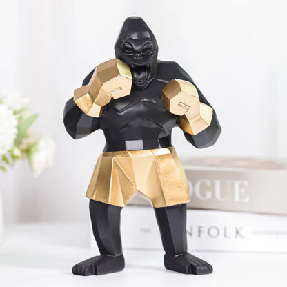 24cm Creative Boxing King Kong Sculpture Fashion Gorilla Animal Character Figurine Orangutan Home Decoration Desk Decor and Gift acacuss