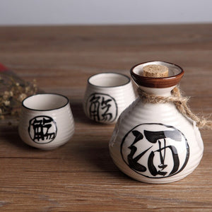 250ml Japanese Ceramic wine set sake white wine yellow wine small wine bottle wine glass one pot and two cups three-piece set acacuss