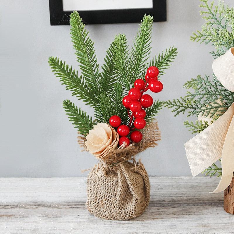 25CM Christmas Decorations Desktop Window Mini Christmas Tree Decoration Potted Festival Scene Arrangement Decorations 2023 acacuss