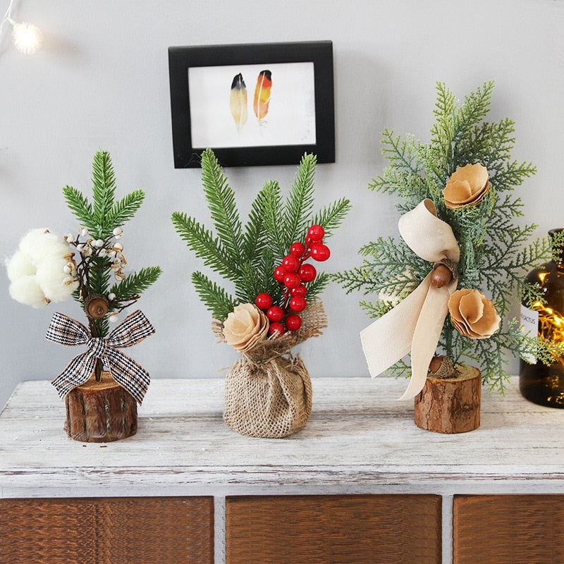 25CM Christmas Decorations Desktop Window Mini Christmas Tree Decoration Potted Festival Scene Arrangement Decorations 2023 acacuss
