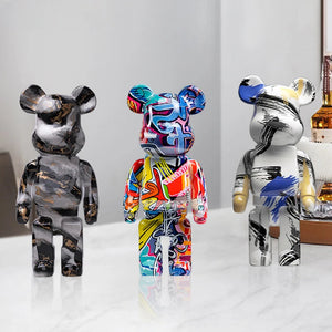 27cm Graffiti Bear Figurine Home Decoration Animal Statue Storage Money Jar Modern Room Sculpture Table Decor Art Ornament acacuss