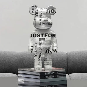 27cm Graffiti Bear Figurine Home Decoration Animal Statue Storage Money Jar Modern Room Sculpture Table Decor Art Ornament acacuss