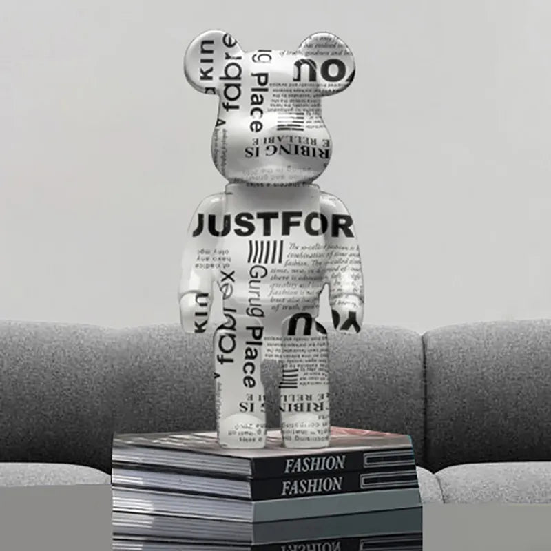 27cm Graffiti Bear Figurine Home Decoration Animal Statue Storage Money Jar Modern Room Sculpture Table Decor Art Ornament acacuss
