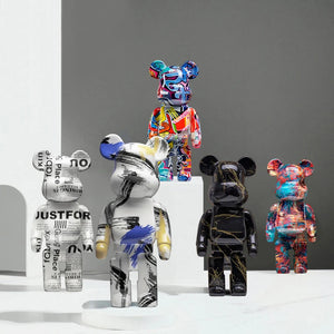 27cm Graffiti Bear Figurine Home Decoration Animal Statue Storage Money Jar Modern Room Sculpture Table Decor Art Ornament acacuss