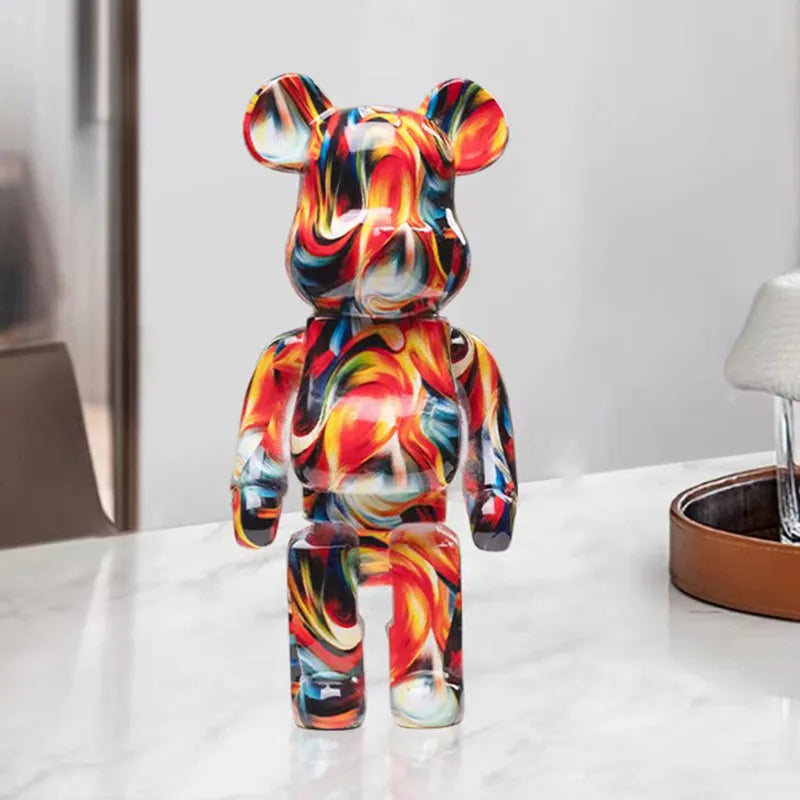27cm Graffiti Bear Figurine Home Decoration Animal Statue Storage Money Jar Modern Room Sculpture Table Decor Art Ornament acacuss