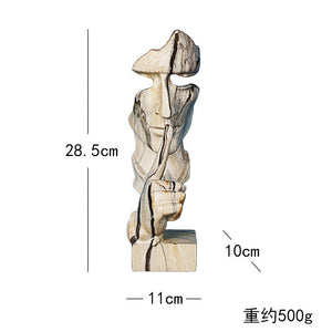 28.5cm Marbled Resin Silence Is Golden Mask Statue Abstract Ornaments Statuettes Sculpture Craft for Office Vintage Home Decora acacuss