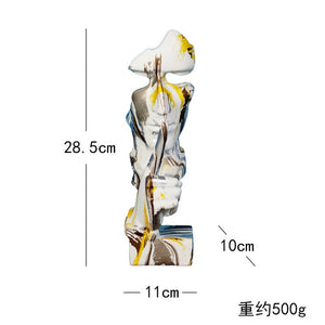 28.5cm Marbled Resin Silence Is Golden Mask Statue Abstract Ornaments Statuettes Sculpture Craft for Office Vintage Home Decora acacuss