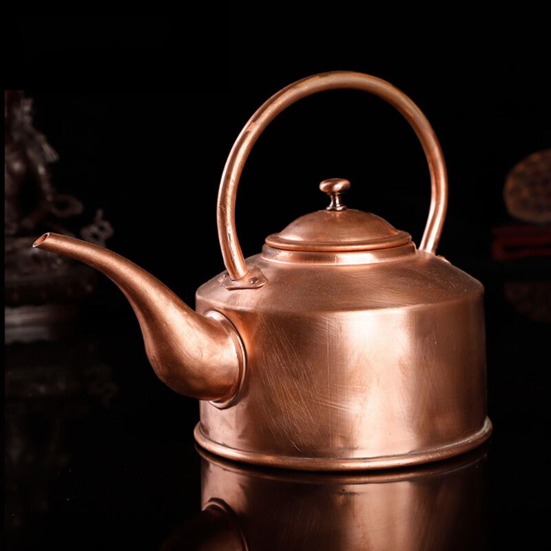 2L/3L Handmade Red Copper Teapot Tibetan Long Mouth Copper Kettle Boiling Water Kettle Kitchen Cold Kettle Pure Copper Tea Set acacuss