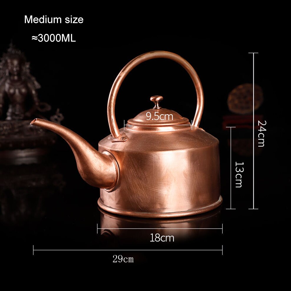 2L/3L Tibetan Long Mouth Copper Kettle Handmade Red Copper Teapot Boiling Water Kettle Tea Infuser Pure Copper Tea Set acacuss