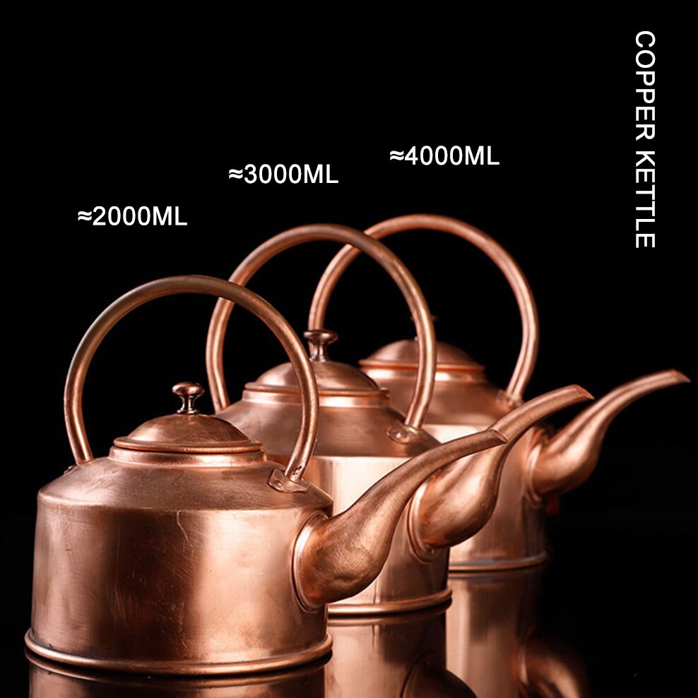 2L/3L Tibetan Long Mouth Copper Kettle Handmade Red Copper Teapot Boiling Water Kettle Tea Infuser Pure Copper Tea Set acacuss