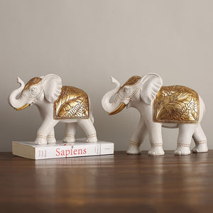 2Pc set Elephant Statue Resin Animal Sculpture Family A Three Elephant Home Decor Living Room Bedroom Countertop Decoration Gift acacuss