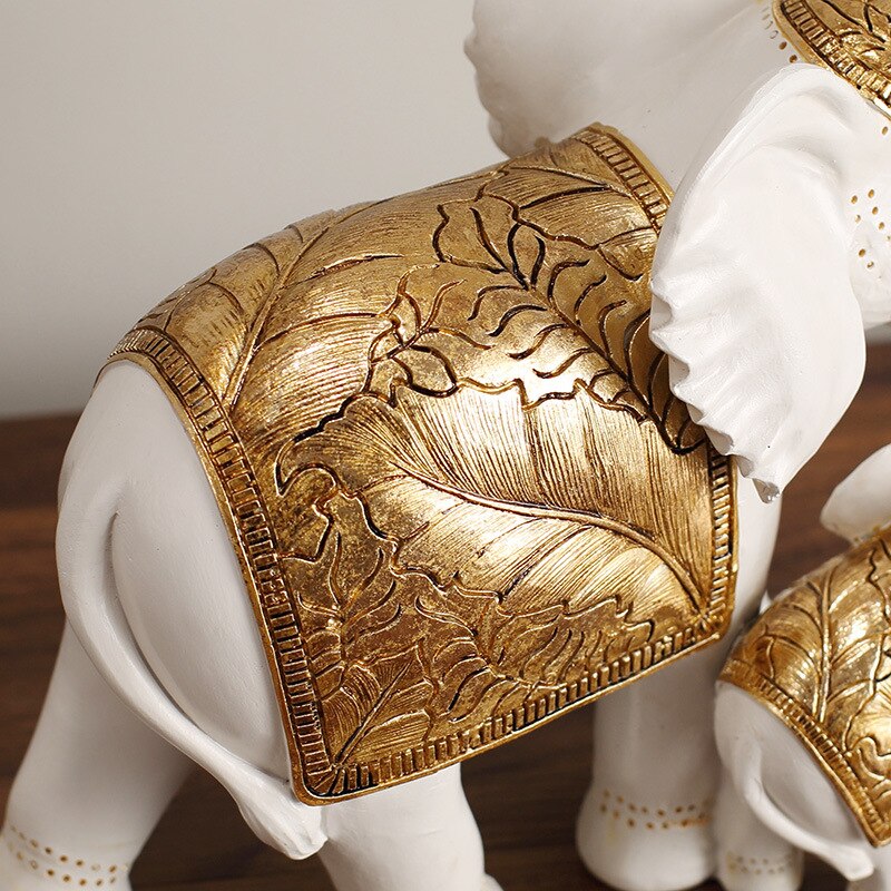 2Pc set Elephant Statue Resin Animal Sculpture Family A Three Elephant Home Decor Living Room Bedroom Countertop Decoration Gift acacuss