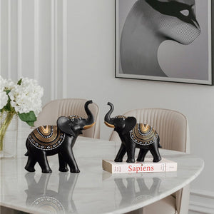 2Pc set Elephant Statue Resin Animal Sculpture Family A Three Elephant Home Decor Living Room Bedroom Countertop Decoration Gift acacuss