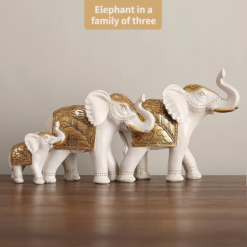 2pc مجموعة تمثال الفيل راتنجات الحيوانات النحت عائلة ثلاثة فيل