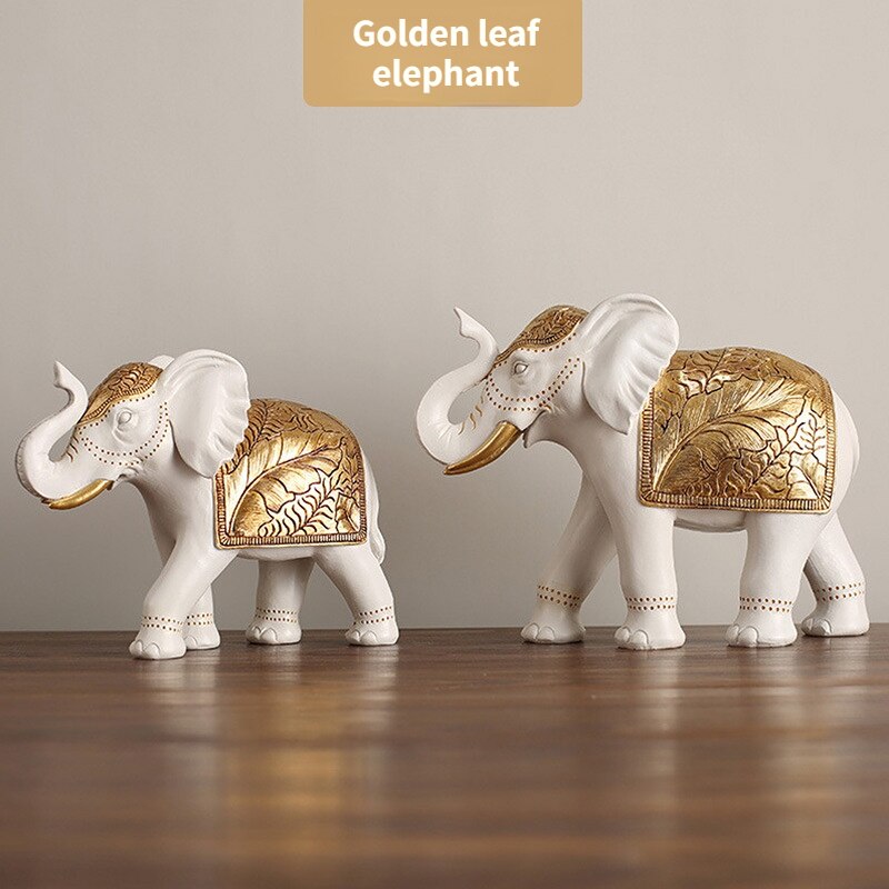 2Pc set Elephant Statue Resin Animal Sculpture Family A Three Elephant Home Decor Living Room Bedroom Countertop Decoration Gift acacuss
