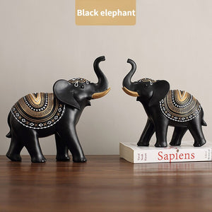 2Pc set Elephant Statue Resin Animal Sculpture Family A Three Elephant Home Decor Living Room Bedroom Countertop Decoration Gift acacuss