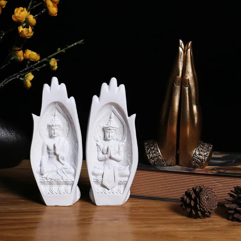 2Pcs Buddha Statue Hands Sculptures Monk Figurine Tathagata India Yoga Fengshui Home Decoration Ornament Accessories acacuss
