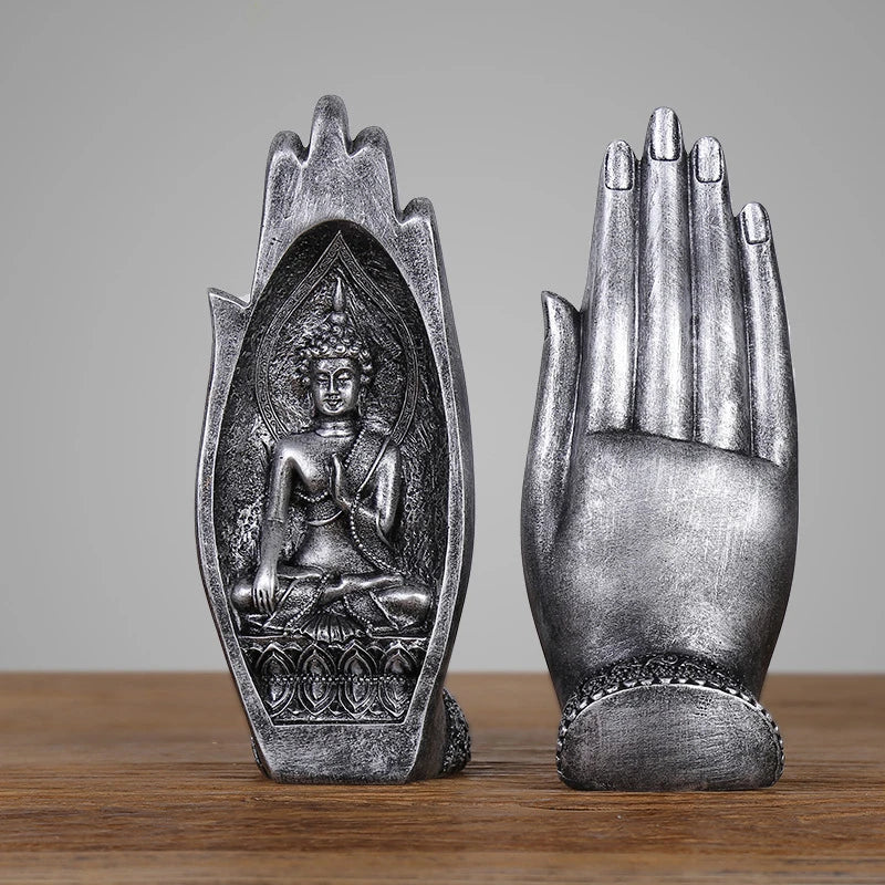 2Pcs Buddha Statue Hands Sculptures Monk Figurine Tathagata India Yoga Fengshui Home Decoration Ornament Accessories acacuss