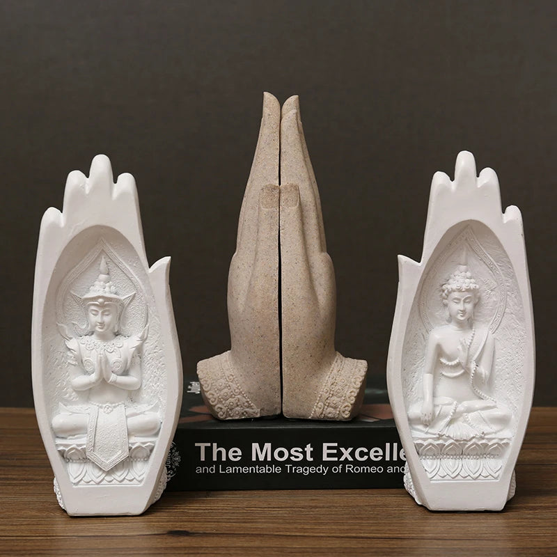 2Pcs Buddha Statue Hands Sculptures Monk Figurine Tathagata India Yoga Fengshui Home Decoration Ornament Accessories acacuss