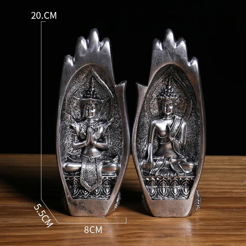 2Pcs Buddha Statue Hands Sculptures Monk Figurine Tathagata India Yoga Fengshui Home Decoration Ornament Accessories acacuss
