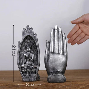 2Pcs Buddha Statue Hands Sculptures Monk Figurine Tathagata India Yoga Fengshui Home Decoration Ornament Accessories acacuss