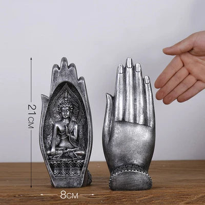 2Pcs Buddha Statue Hands Sculptures Monk Figurine Tathagata India Yoga Fengshui Home Decoration Ornament Accessories acacuss