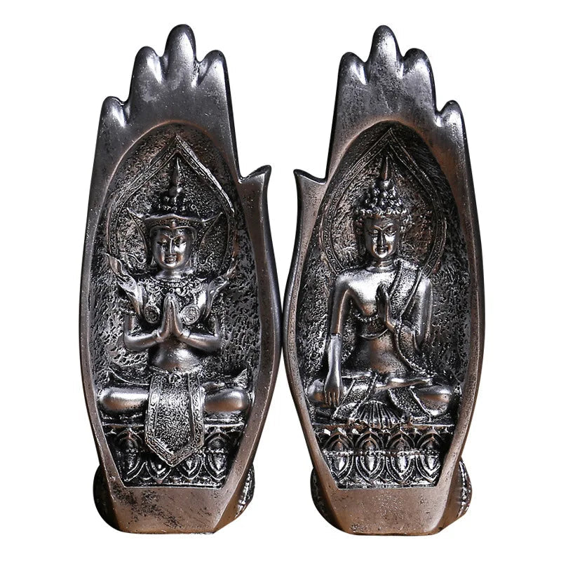 2Pcs Buddha Statue Hands Sculptures Monk Figurine Tathagata India Yoga Fengshui Home Decoration Ornament Accessories acacuss