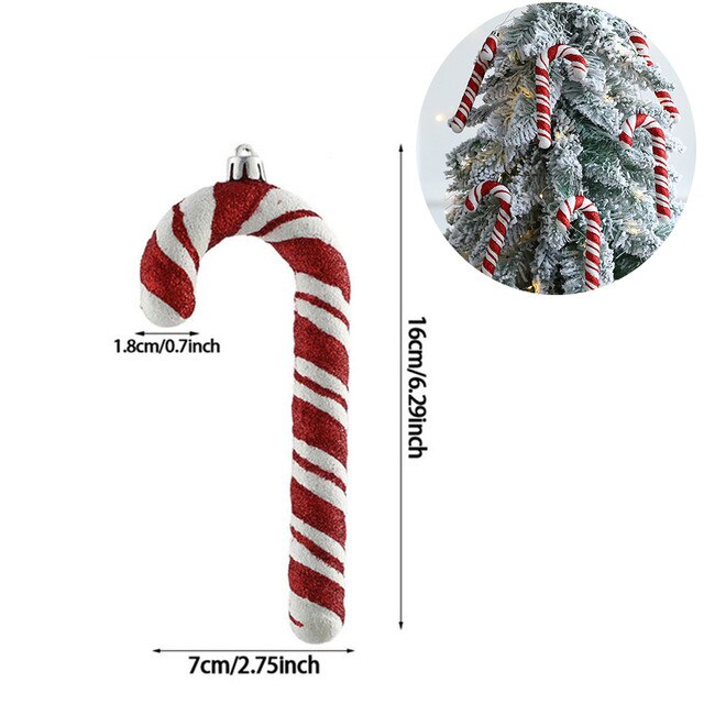 2Pcs Christmas Decoration Large Candy Cane DIY Xmas Tree Hanging Pendant Home Christmas Party Favors New Year Gift 2024 Navidad acacuss