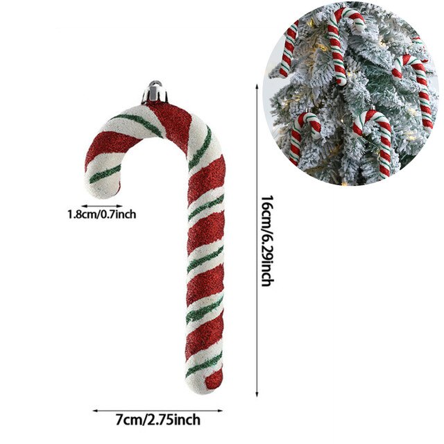 2Pcs Christmas Decoration Large Candy Cane DIY Xmas Tree Hanging Pendant Home Christmas Party Favors New Year Gift 2024 Navidad acacuss