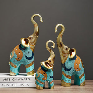 2Pcs European Feng Shui Elephant Decoration Resin Creative Animal Home Decoration Craft Jewelry Gift Gift Living Room Decoration acacuss