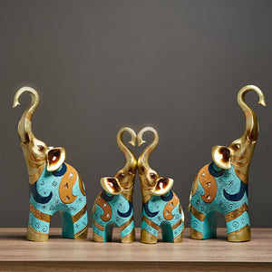 2Pcs European Feng Shui Elephant Decoration Resin Creative Animal Home Decoration Craft Jewelry Gift Gift Living Room Decoration acacuss