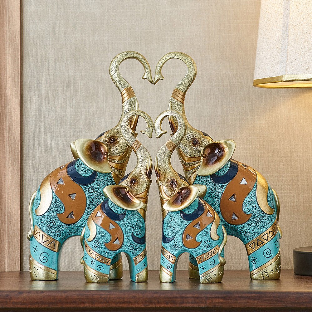 2Pcs European Feng Shui Elephant Decoration Resin Creative Animal Home Decoration Craft Jewelry Gift Gift Living Room Decoration acacuss