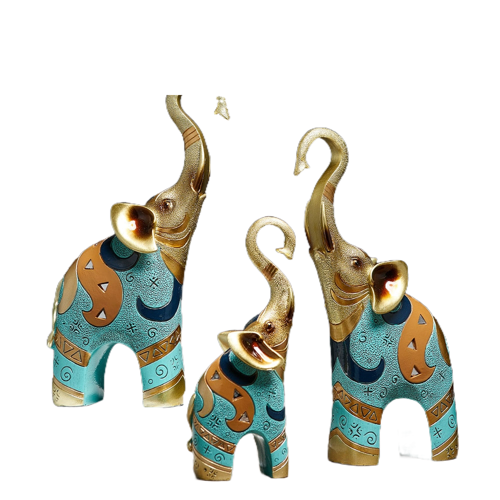 2Pcs European Feng Shui Elephant Decoration Resin Creative Animal Home Decoration Craft Jewelry Gift Gift Living Room Decoration acacuss