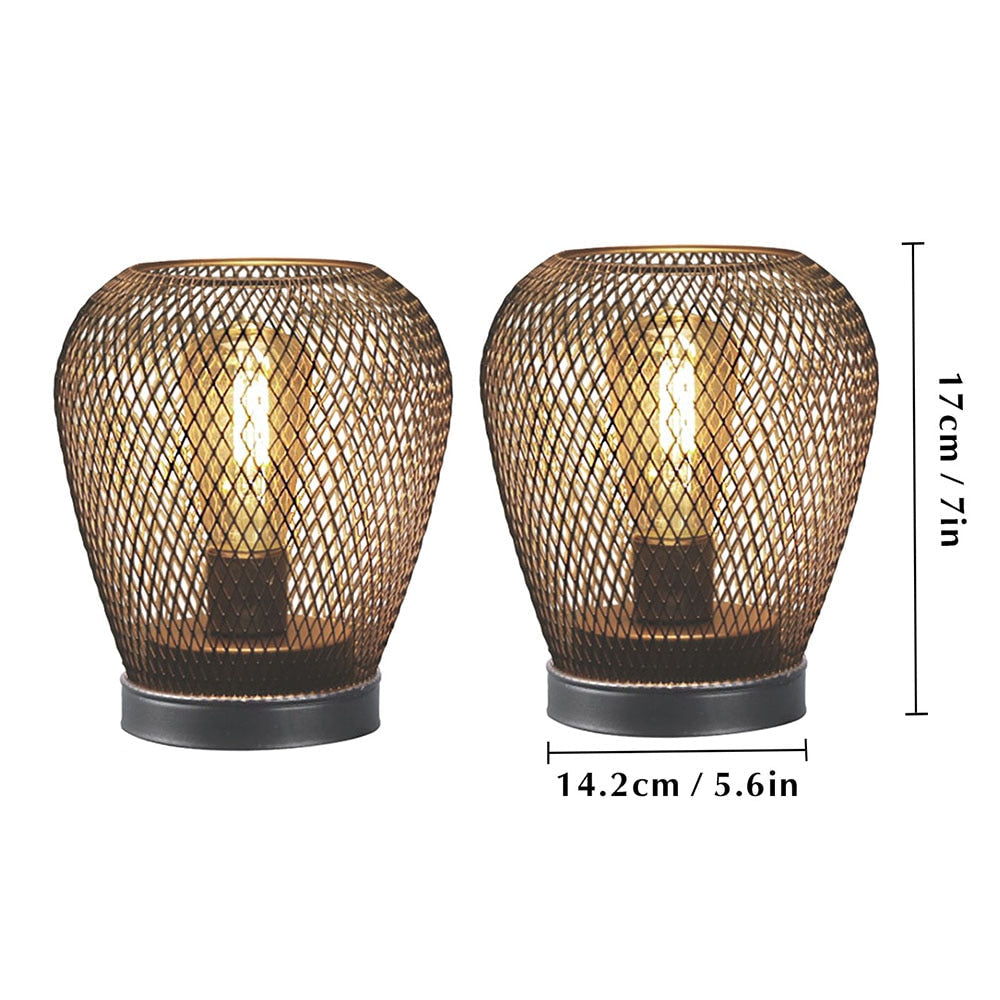 2Pcs Metal Cage Table Lamp Round Shaped LED Lantern Battery Powered Cordless Lamp for Weddings Party  Home Decor Candle Holder acacuss