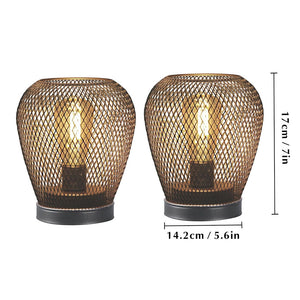 2Pcs Metal Cage Table Lamp Round Shaped LED Lantern Battery Powered Cordless Lamp for Weddings Party  Home Decor Candle Holder acacuss